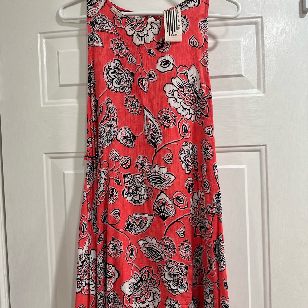 Free People Womens Size XS Tank Top Bohemian Floral Tunic Boho Coral